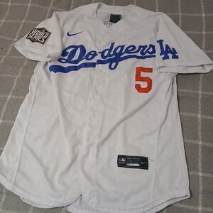 Nike Dodgers White Jersey with Blue Accents